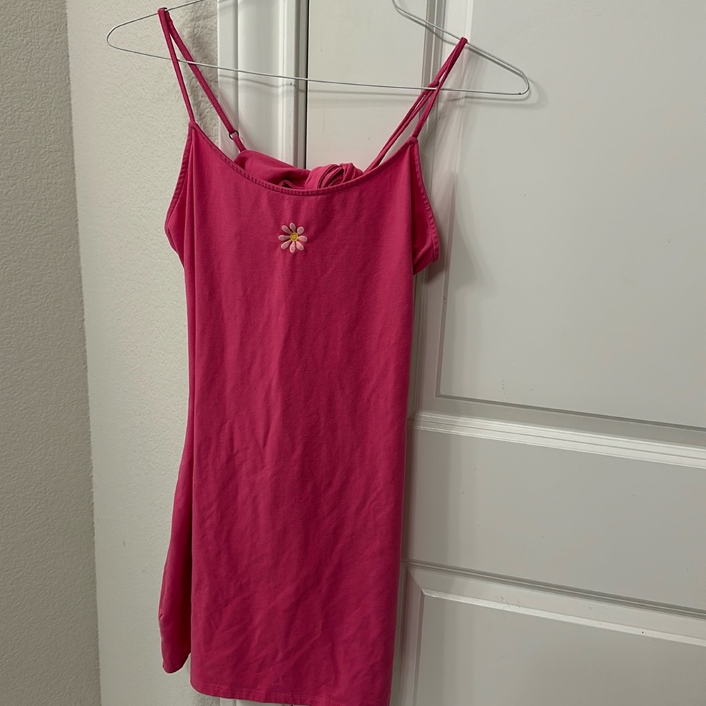 Pink Casual Summer Dress with Flower Graphic